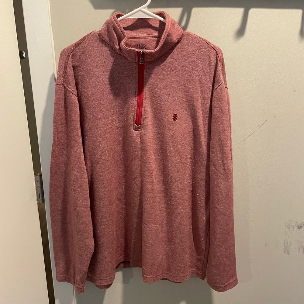 Izod Men's Zip-Up Sweater in Red